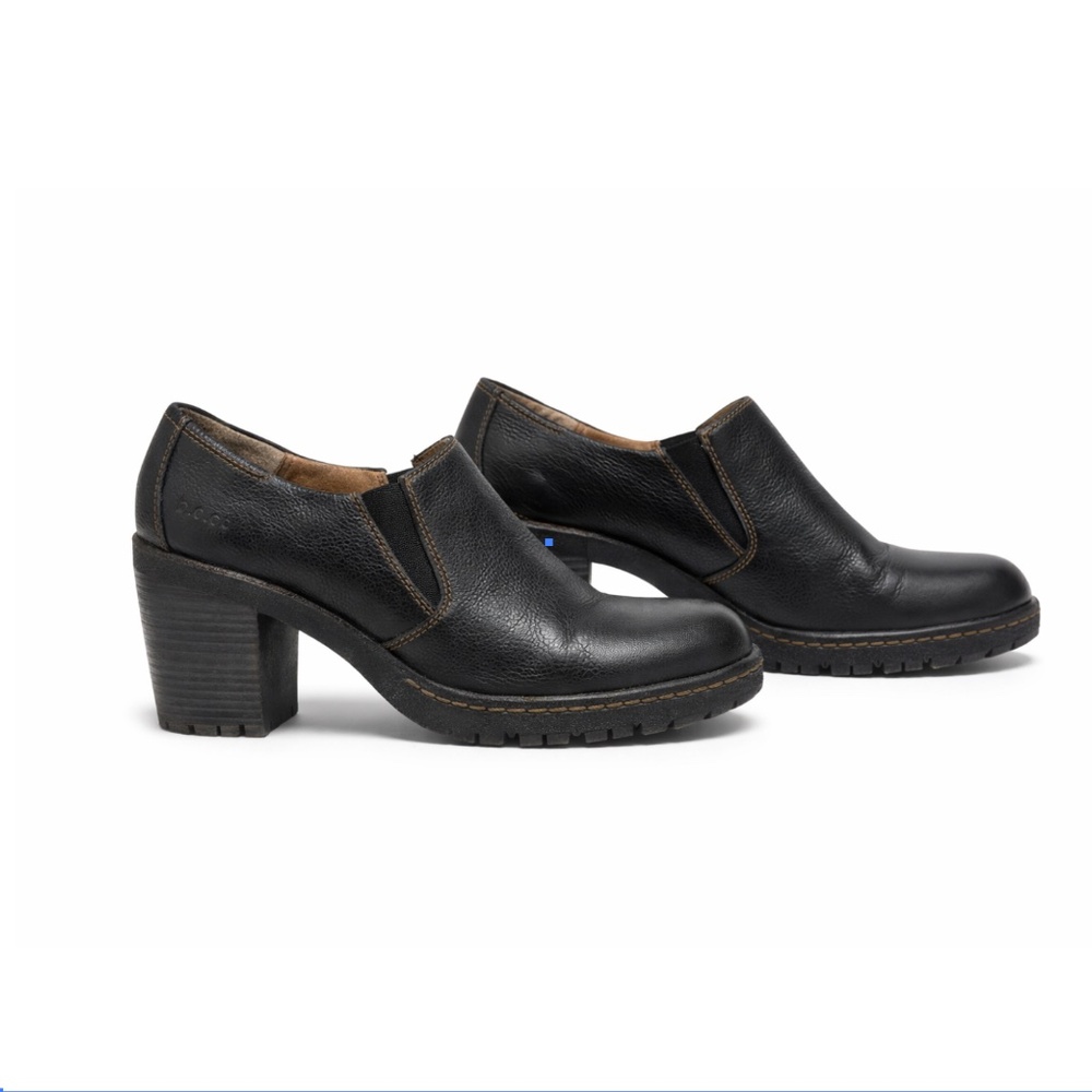 Black Pebble Leather Slip On Shoe Booties